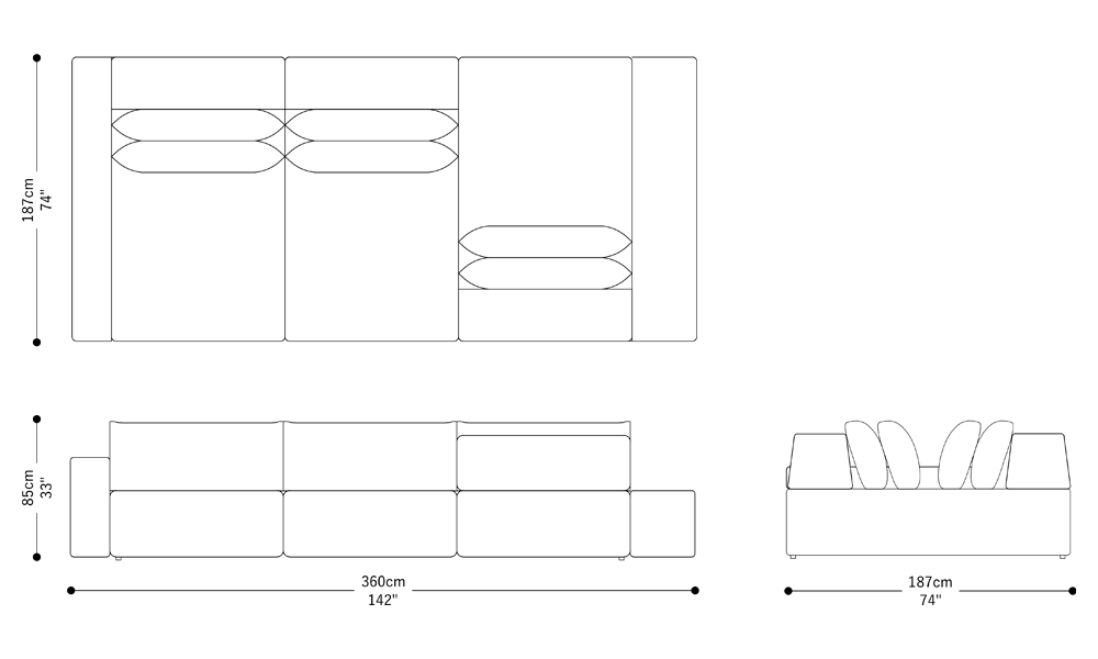 Image of the main dimensions of the product